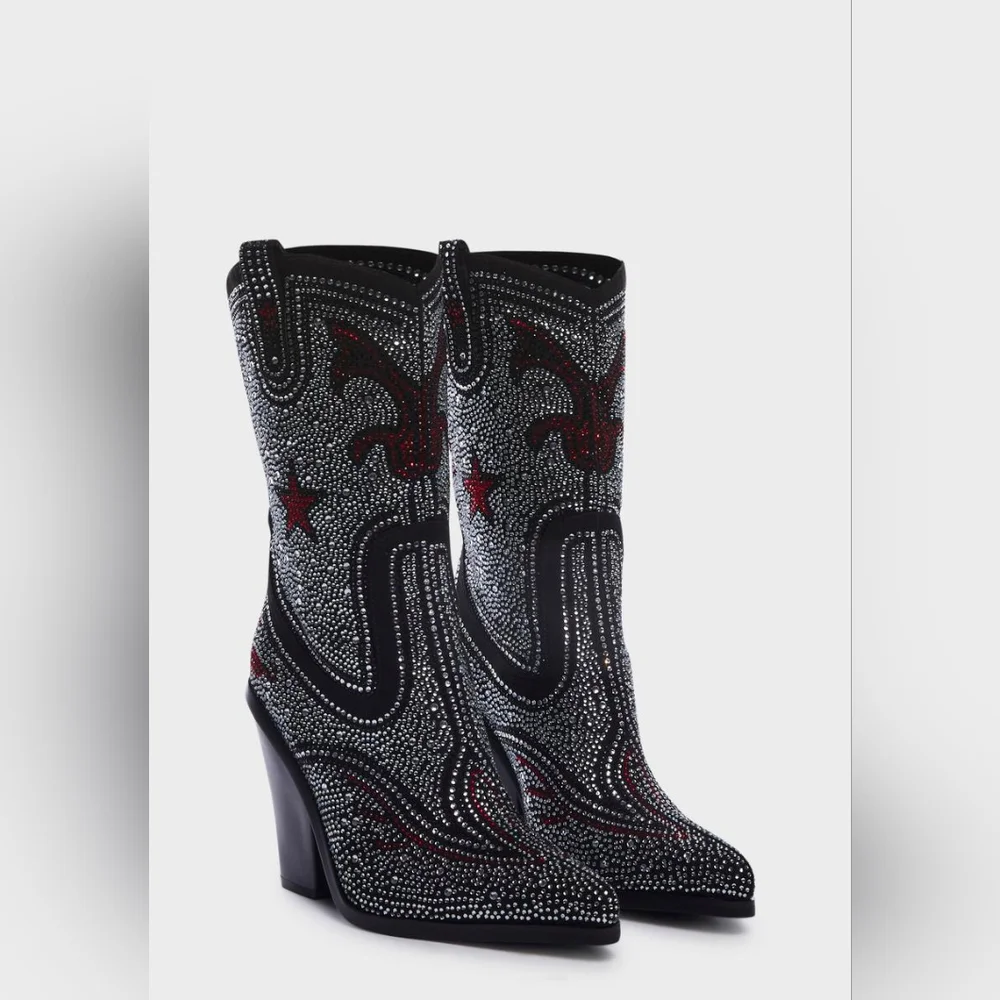 AZALEA WANG HYPE ME UP RHINESTONE CHUNKY HEEL - Picture 4 of 8